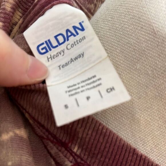 Gildan Women's Sweatshirt Heavy Cotton Long Sleeve Bleach Dye Crop Top Size Smal - Picture 6 of 7